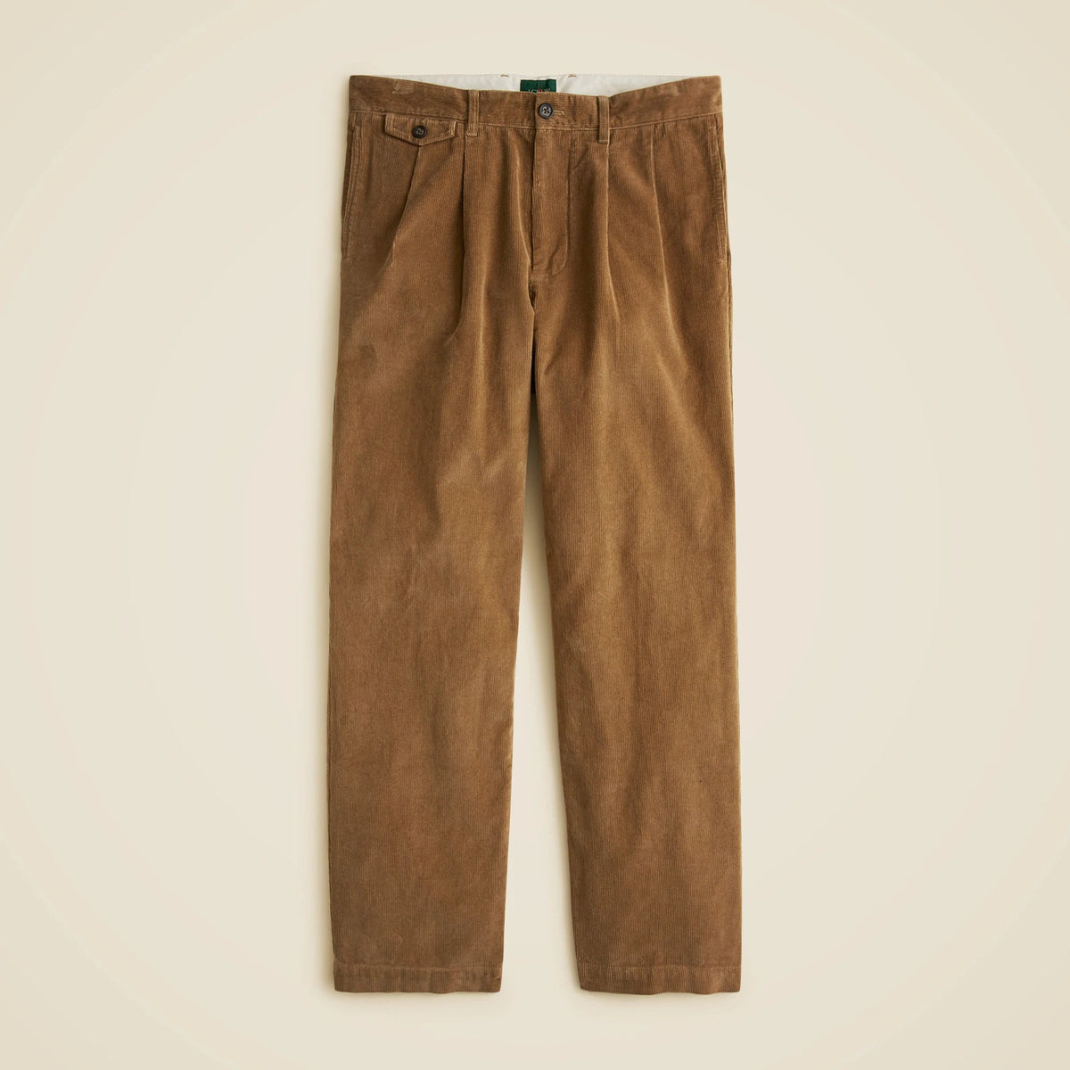 Relaxed double-pleated corduroy pant