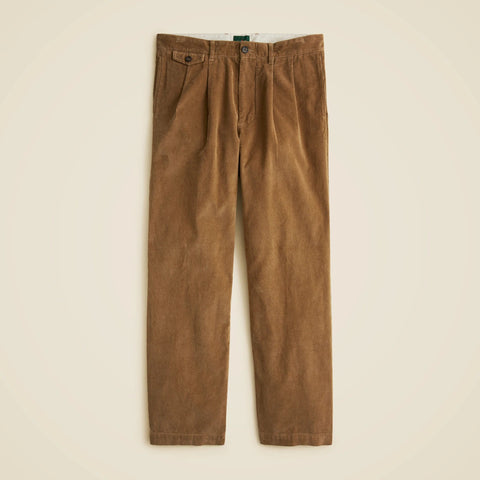 Relaxed double-pleated corduroy pant