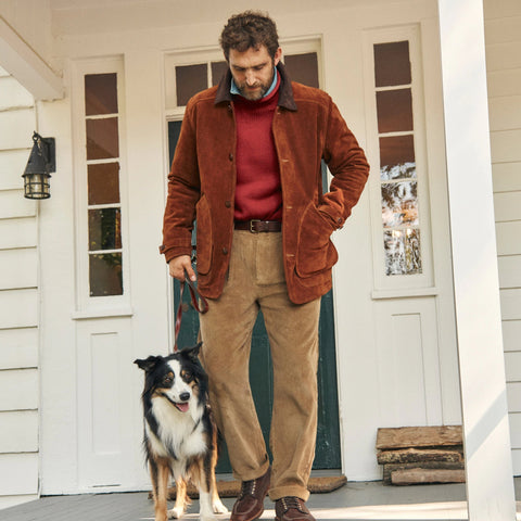 Relaxed double-pleated corduroy pant