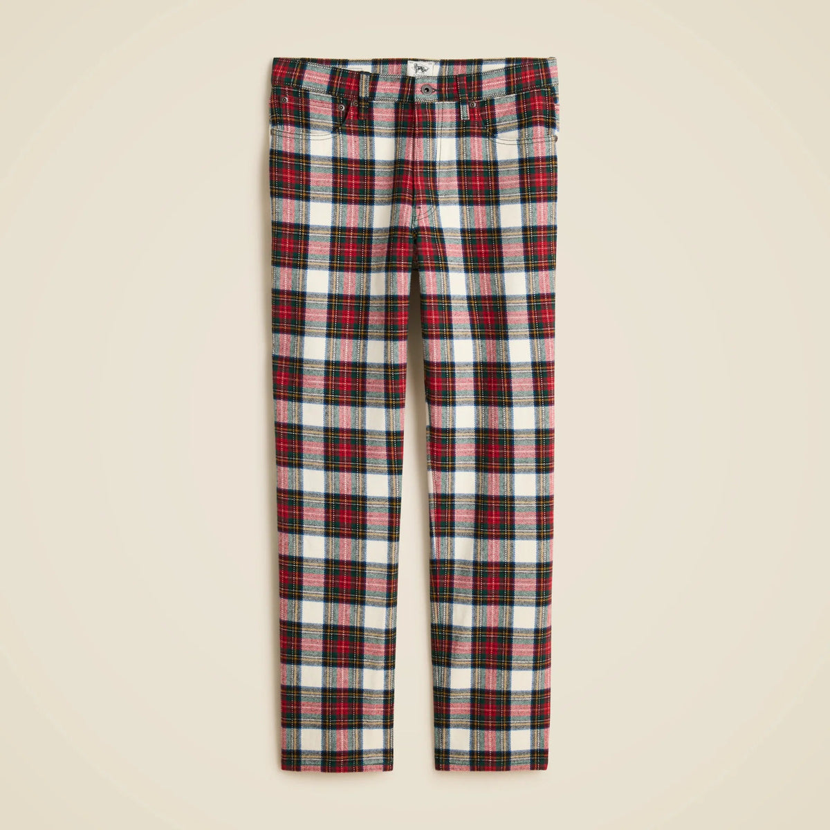Classic five-pocket twill pant in Stewart tartan