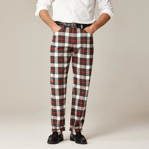 Classic five-pocket twill pant in Stewart tartan