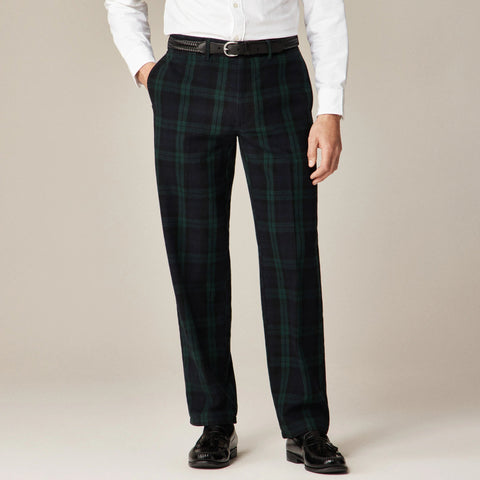 Straight-fit brushed twill trouser in Black Watch tartan