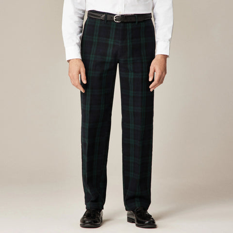 Straight-fit brushed twill trouser in Black Watch tartan