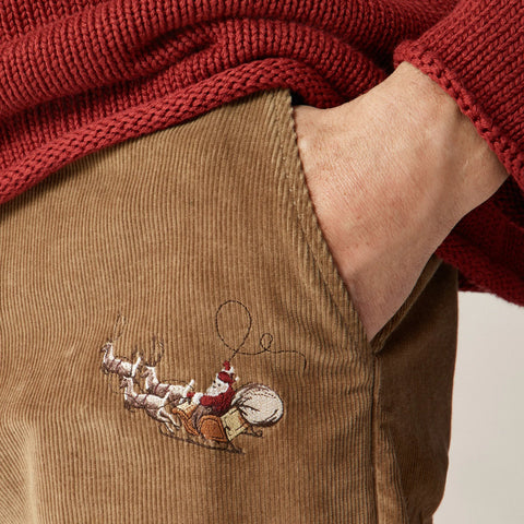 Relaxed-fit corduroy pant with Santa embroidery