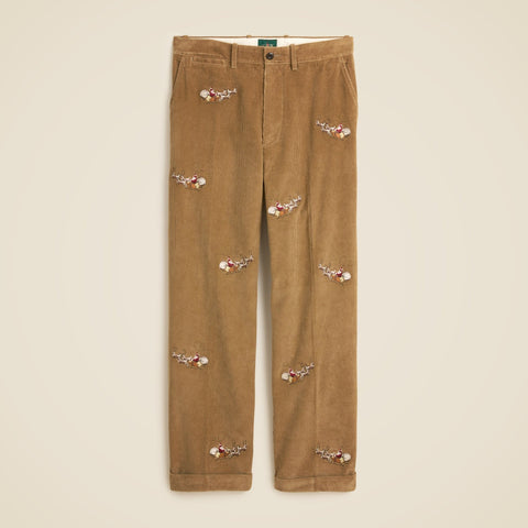 Relaxed-fit corduroy pant with Santa embroidery