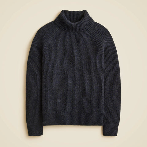 Cashmere ribbed turtleneck sweater with marled yarns
