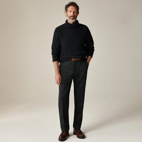 Cashmere ribbed turtleneck sweater with marled yarns