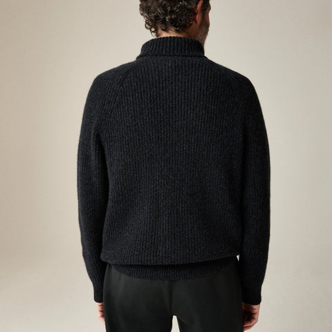 Cashmere ribbed turtleneck sweater with marled yarns