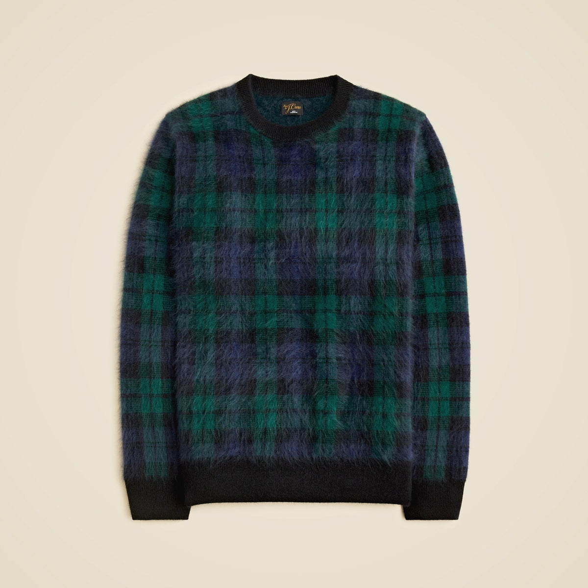 Brushed cashmere sweater in Black Watch tartan