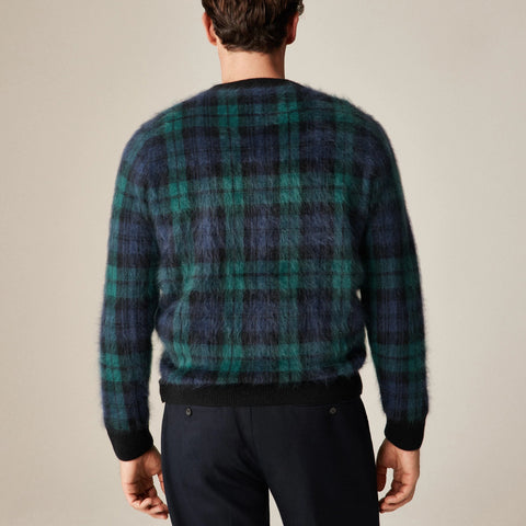 Brushed cashmere sweater in Black Watch tartan