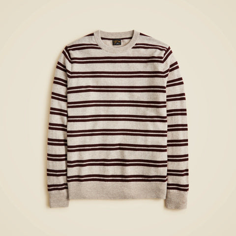 Cashmere crewneck sweater in double stripe