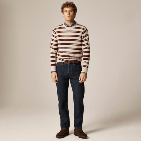 Cashmere crewneck sweater in double stripe