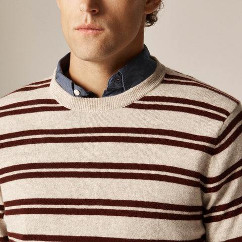 Cashmere crewneck sweater in double stripe