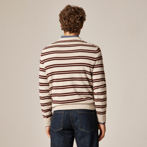 Cashmere crewneck sweater in double stripe