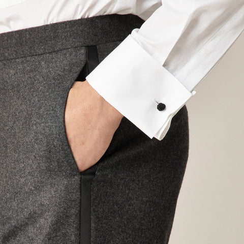 Limited-edition Relaxed-fit tuxedo pant in English wool flannel