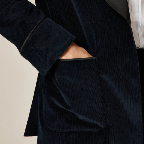 Shawl-collar lounge jacket in Italian corduroy