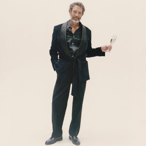 Shawl-collar lounge jacket in Italian corduroy