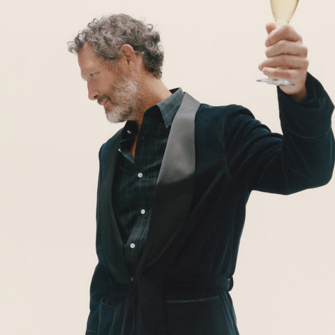 Shawl-collar lounge jacket in Italian corduroy