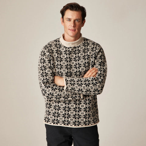 Rollneck™ sweater in snowflake jacquard lambswool