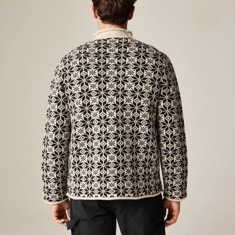 Rollneck™ sweater in snowflake jacquard lambswool
