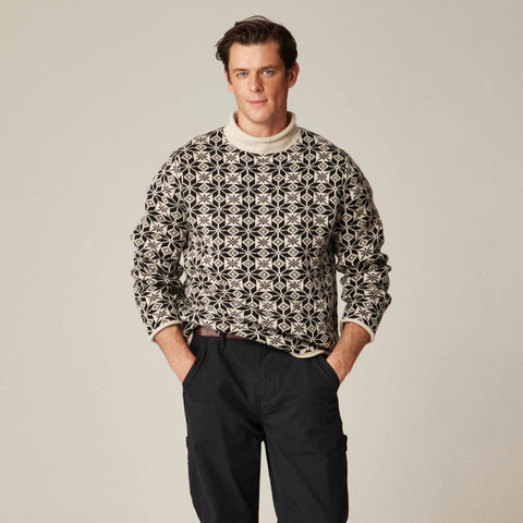 Rollneck™ sweater in snowflake jacquard lambswool