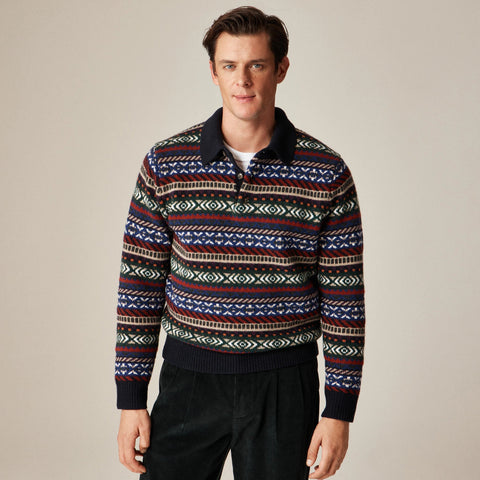 Fair Isle sweater-polo in wool