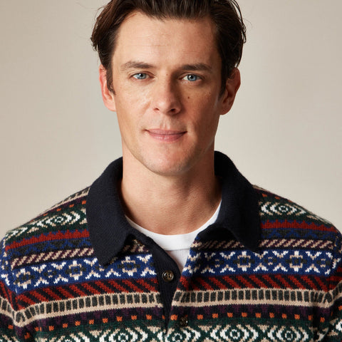 Fair Isle sweater-polo in wool