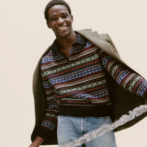 Fair Isle sweater-polo in wool