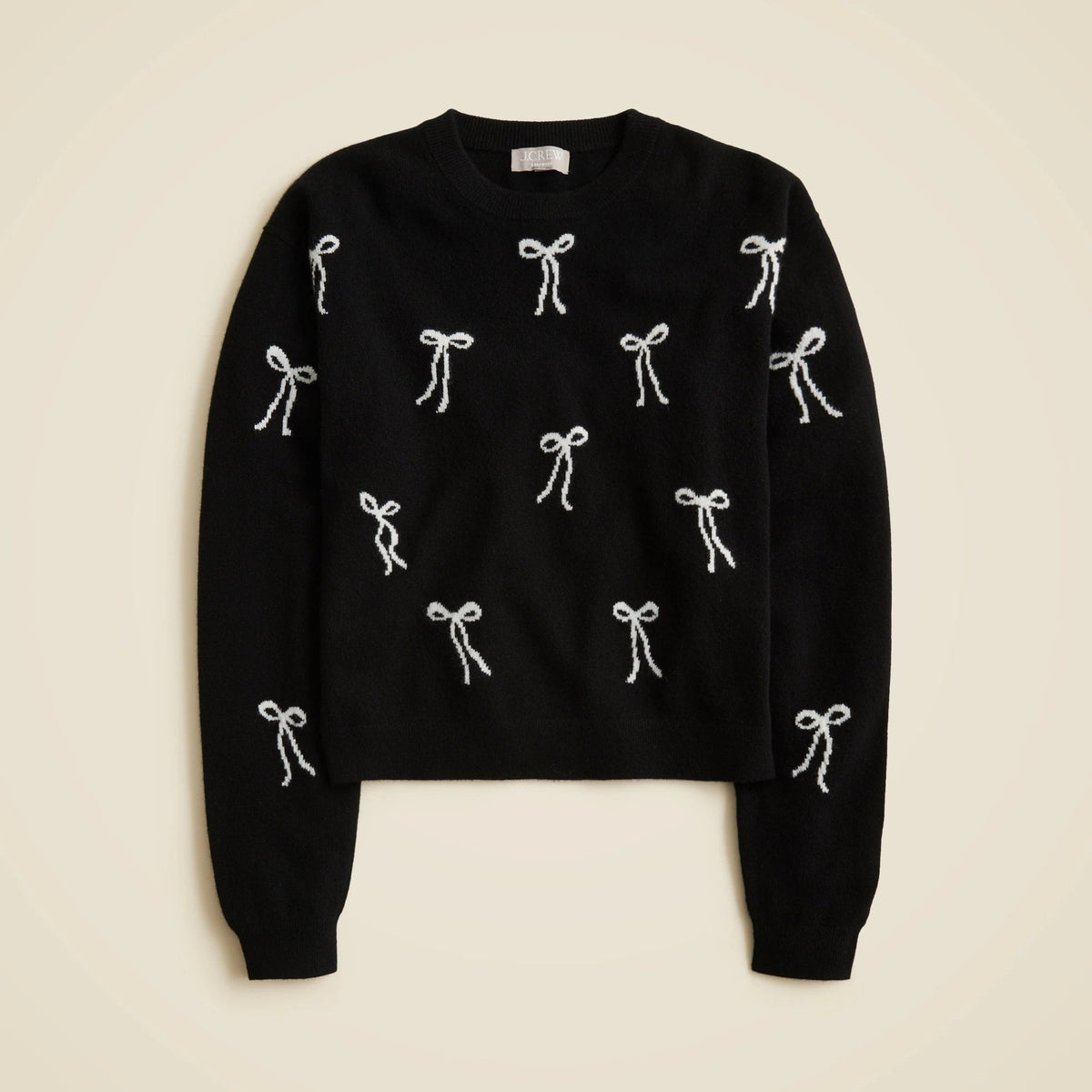 Perfect cashmere crewneck sweater in bow print