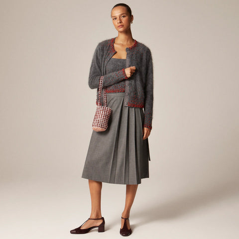 Brushed cashmere cardigan with bead embellishments