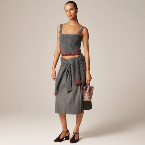 Brushed cashmere tank top with beaded embellishments