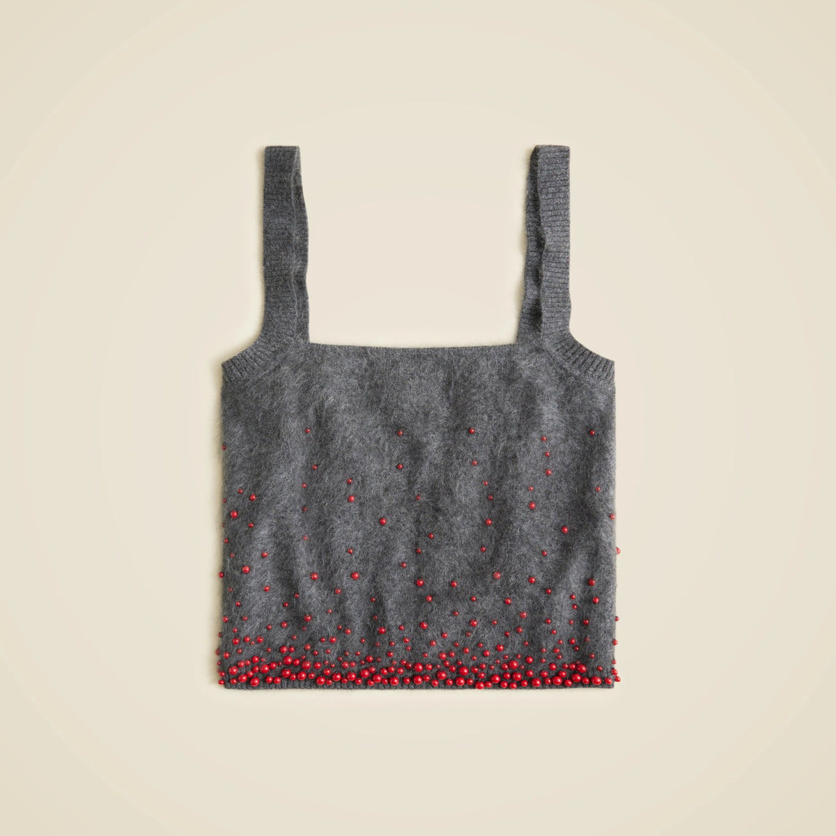 Brushed cashmere tank top with beaded embellishments