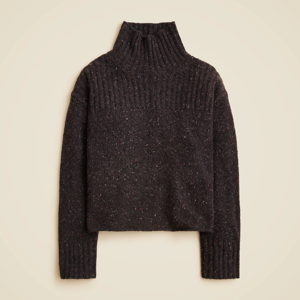 Ribbed turtleneck sweater in donegal wool blend
