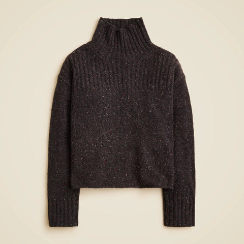Ribbed turtleneck sweater in donegal wool blend