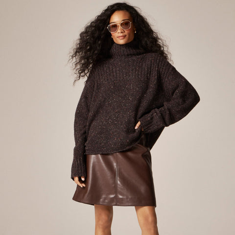 Ribbed turtleneck sweater in donegal wool blend