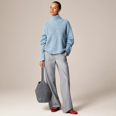 Ribbed turtleneck sweater in donegal wool blend