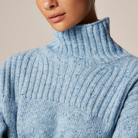 Ribbed turtleneck sweater in donegal wool blend