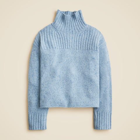 Ribbed turtleneck sweater in donegal wool blend