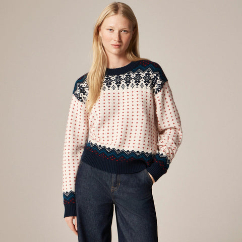 Fair Isle crewneck sweater in vintage wool