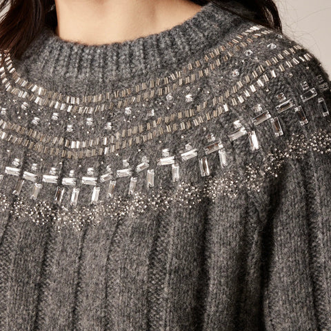 Embellished Fair Isle sweater in wool blend