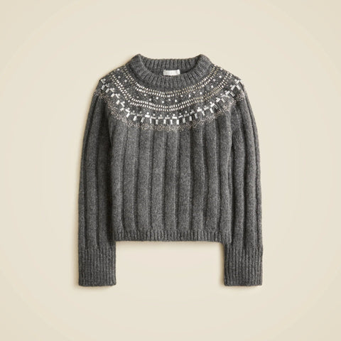 Embellished Fair Isle sweater in wool blend