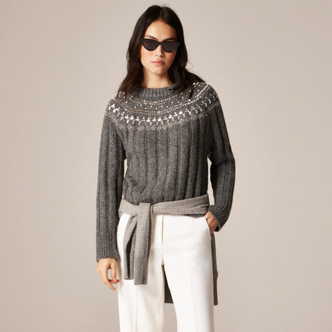 Embellished Fair Isle sweater in wool blend