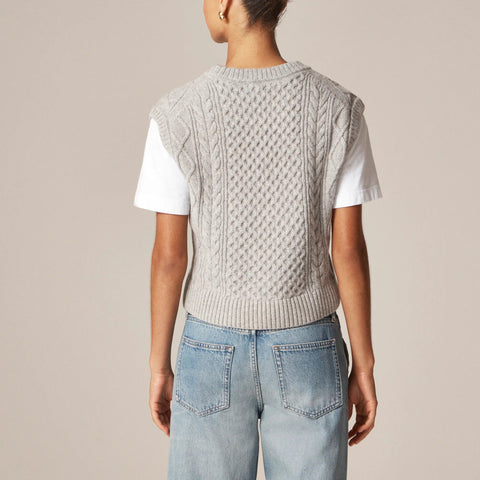 Cable-knit shell in wool blend