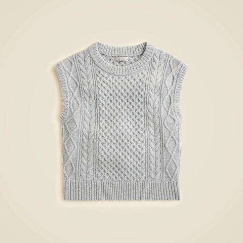 Cable-knit shell in wool blend