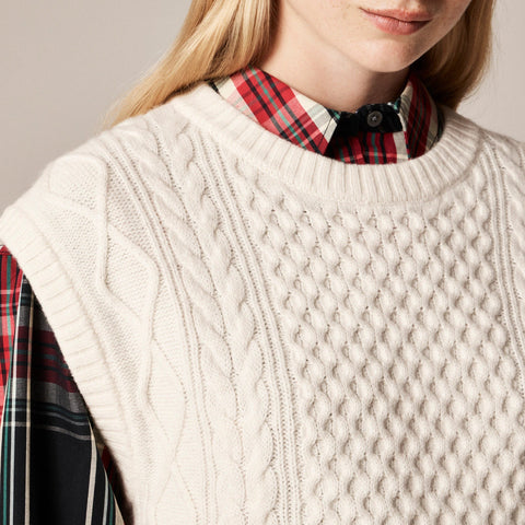 Cable-knit shell in wool blend