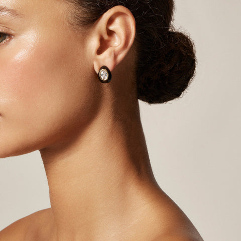 Crystal and enamel hoop earrings