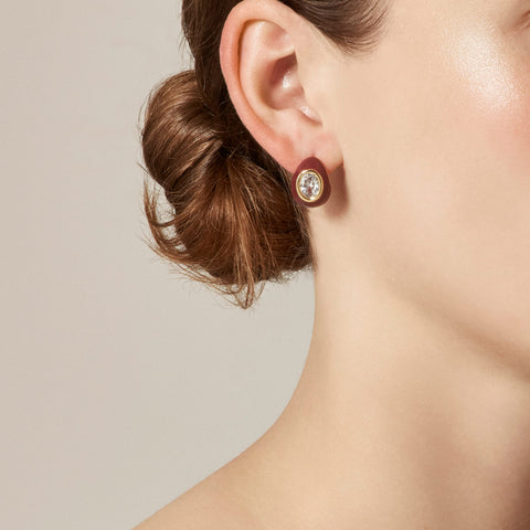 Crystal and enamel hoop earrings