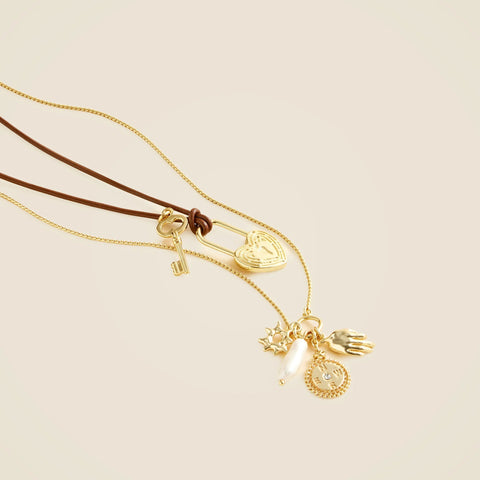 Pull-tie charm necklaces set-of-two