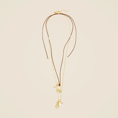 Pull-tie charm necklaces set-of-two