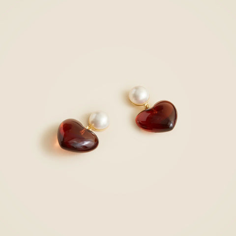 Heart acetate drop earrings